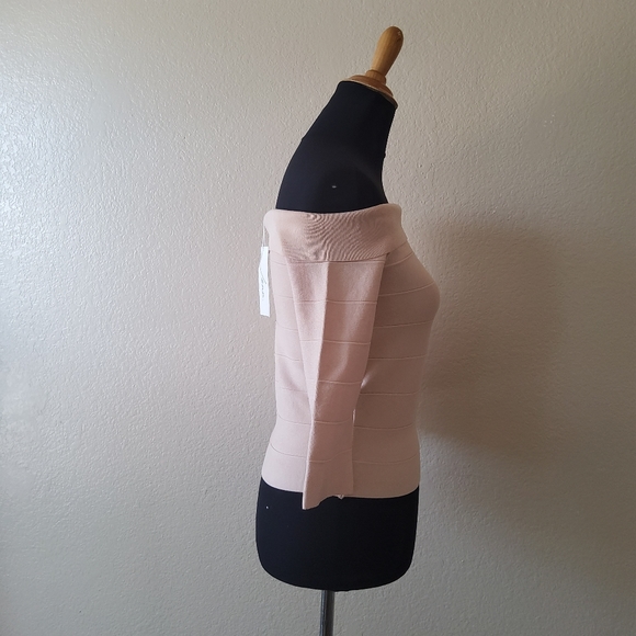 Jenn. Ribbed Off Shoulder Pullover Sweater Top Size S Cream - Picture 8 of 12